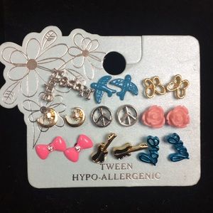Tween hypo-allergenic Earrings bundle of 9